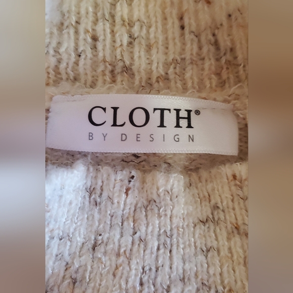 Neutral Mock Neck Belted Cream Knit Sweater Dress Size Medium - Picture 5 of 8